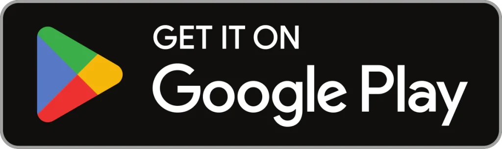 A black rectangle with the Google Play logo on the left and the words “GET IT ON Google Play” in white text, promoting app download from the Google Play Store.